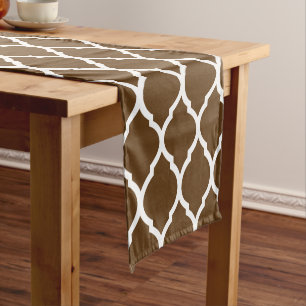Chemin De Table Court Chocolat Brown marocain Quatrefoil