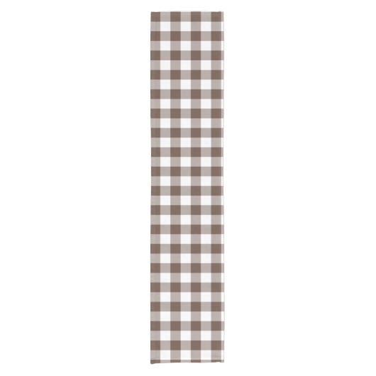 Chemin De Table Court Chocolate Brown Plaid Gingham Table Runner (Devant)