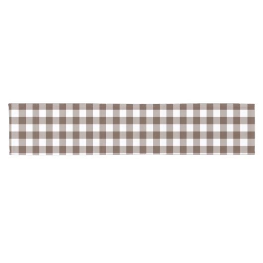 Chemin De Table Court Chocolate Brown Plaid Gingham Table Runner (Horizontal)