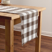 Chemin De Table Court Chocolate Brown Plaid Gingham Table Runner (In Situ)