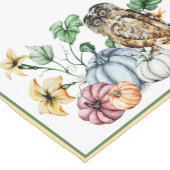 Chemin De Table Court Chouette mignonne et citrouilles d'automne (Coin)