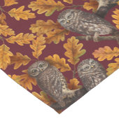 Chemin De Table Court Chouettes d'automne sur rouge foncé (Coin)