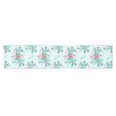 Chemin De Table Court Christmas Aqua Blue rose Cookie Festival (Horizontal)