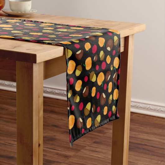 Chemin De Table Court Citrouille Black Fall Red Berries Motif (In Situ)