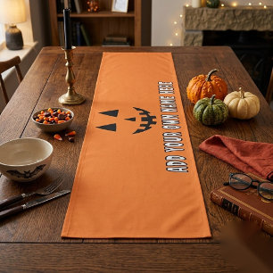 Chemin De Table Court Citrouille Halloween Orange Personnalisée Votre No