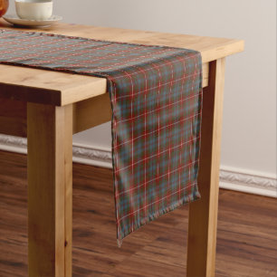 Chemin De Table Court Clan Fraser de tartan rouge foncé de reproduction