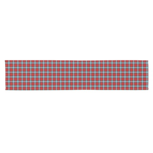 Chemin De Table Court Clan MacLaine Bright Red et Sky Blue Tartan (Horizontal)