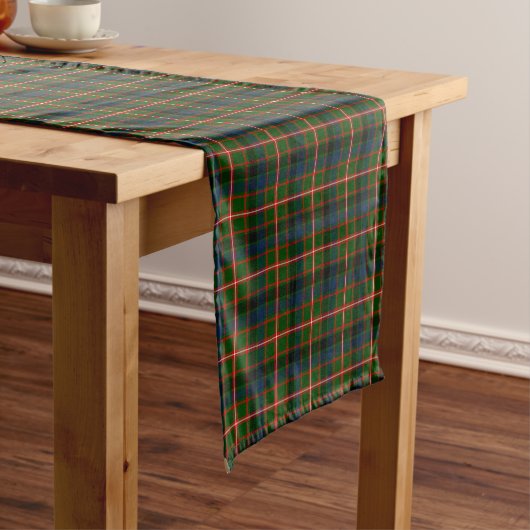 Chemin De Table Court Clan tartan écossais vert clair et rouge de Reid (In Situ)