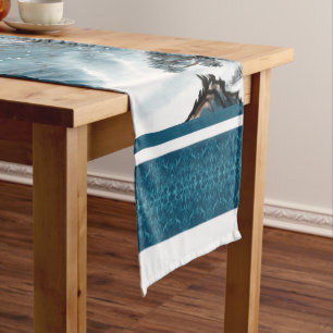 Chemin De Table Court Classic Bleu Blanc Chinoiserie Montagnes Peinture
