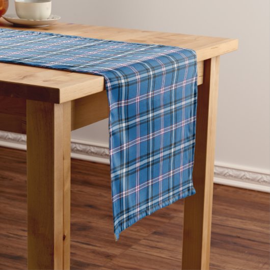 Chemin De Table Court Classic Blue Black White Plaid Table Runner (In Situ)