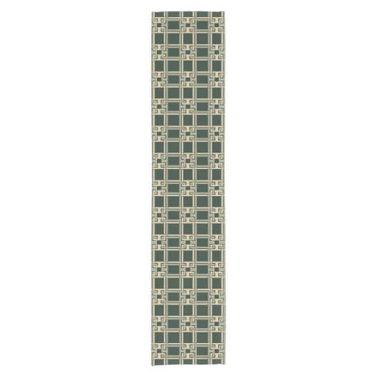 Chemin De Table Court Classic Forest Green Greek Key Pattern (Devant)