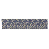 Chemin De Table Court Classy Gold Foliage Botanique Bleu Design (Horizontal)