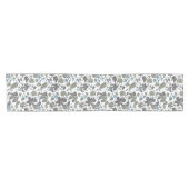 Chemin De Table Court Clematis Vine Fleurs Aquarelle Vert Bleu (Horizontal)