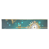Chemin De Table Court Clés squelette antiques sur fond vert (Horizontal)
