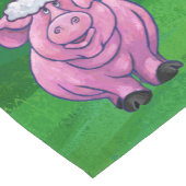 Chemin De Table Court Cochon de Fête à Santa Hat sur Vert (Coin)