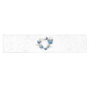 Chemin De Table Court Coeur bijoux avec papillons Morpho