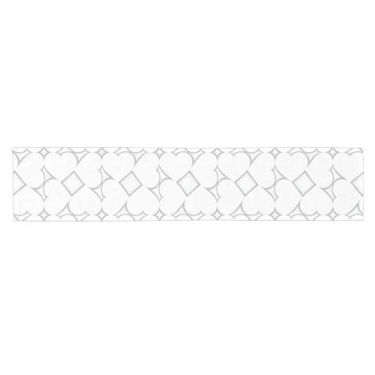 Chemin De Table Court Coeurs blancs Diamant d'argent (Horizontal)
