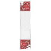 Chemin De Table Court Coeurs rouges Damas blancs (Devant)
