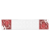 Chemin De Table Court Coeurs rouges Damas blancs (Horizontal)