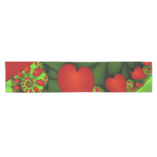 Chemin De Table Court Coeurs rouges Lime vert Moderne Art Abstrait fract