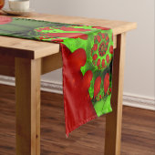 Chemin De Table Court Coeurs rouges Lime vert Moderne Art Abstrait fract (In Situ)