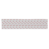 Chemin De Table Court Coeurs rouges sur gris (Horizontal)