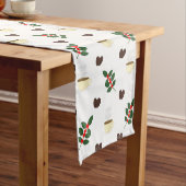 Chemin De Table Court Coffee Pattern with Beans, Cups, and Coffee trees (In Situ)