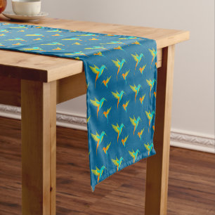 Chemin De Table Court Colibris exotiques Motif bleu