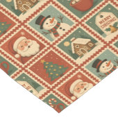 Chemin De Table Court Collage de timbre de Noël rétro (Coin)