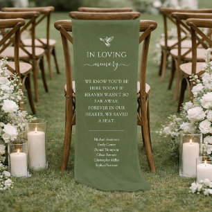 Chemin De Table Court Colombe Vert Sauge En Mémoire Affectueuse Bannière