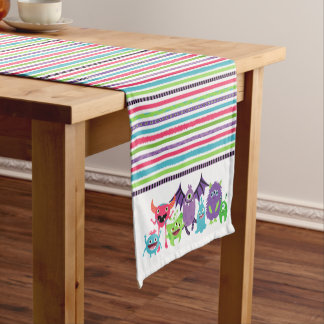Chemin De Table Court Coloré & Cool Monster Stripes fête d'anniversaire
