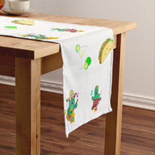 Chemin De Table Court Colorful Festive Cinco de Mayo 2025 Dancing Cactus