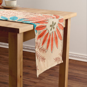 Chemin De Table Court Colorful Floral Print Vintage Japanese Pattern