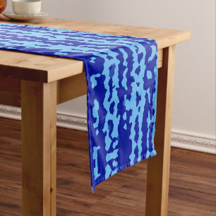Chemin De Table Court Conception Abstraite Irrégulière Bleu Cyan