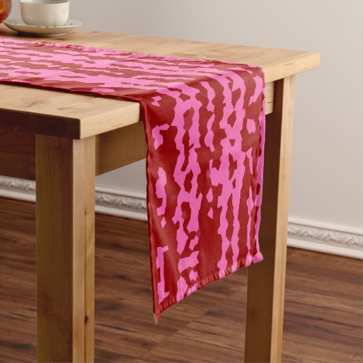 Chemin De Table Court Conception Abstraite Irrégulière Rose Marron Rouge (In Situ)