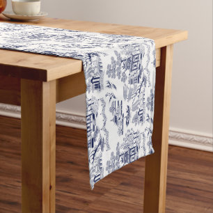 Chemin De Table Court Conception bleue classique de la Chine de saule