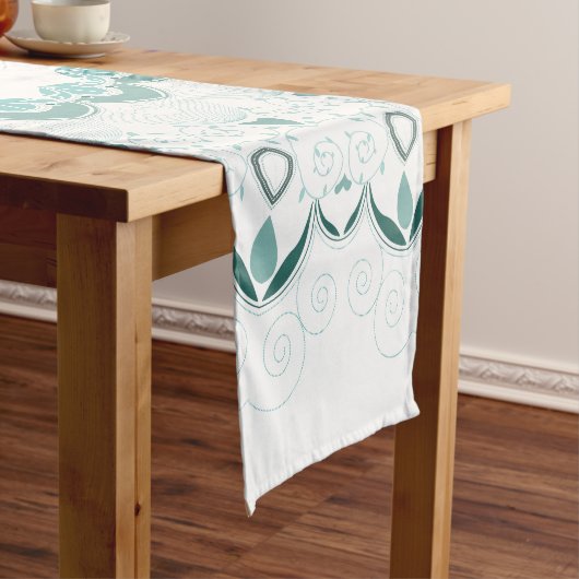 Chemin De Table Court Conception d'art déco de turquoise (In Situ)