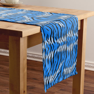 Chemin De Table Court Conception de motif de peau d'animal Tigre Bleu
