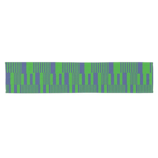 Chemin De Table Court Conception de rayures patchwork bleu vert (Horizontal)