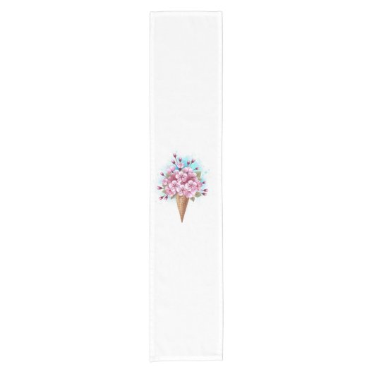 Chemin De Table Court Cône rose Sakura crème glacée gaufre (Devant)