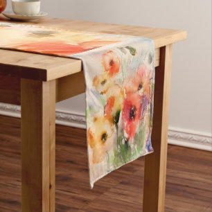 Chemin De Table Court Coquelicots aquarelle d'automne