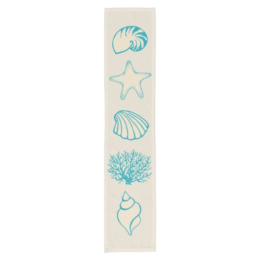 Chemin De Table Court Coquillages de plage Ocean Nautical Table Runner (Devant)