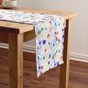 Chemin De Table Court Corail bleu Aqua Lime Cercles verts Points