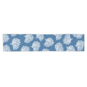 Chemin De Table Court Corail côtier et bleu de mer blanche (Horizontal)