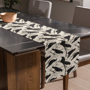 Chemin De Table Court Corbeau sur branches Halloween corbeaux