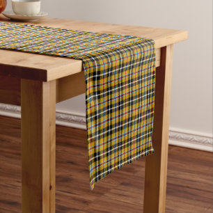 Chemin De Table Court Cornouailles National Tartan Jaune et Noir Plaid