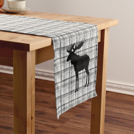 Chemin De Table Court Couleur de table Gris Plaid & Moose (In Situ)