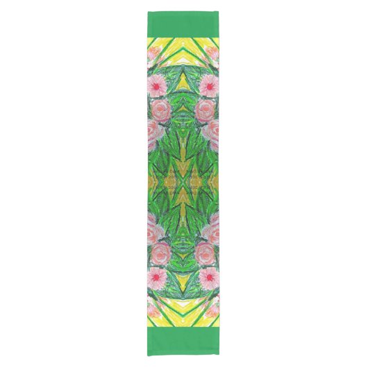 Chemin De Table Court Couleur de table Vert, Rose, Jaune (Devant)