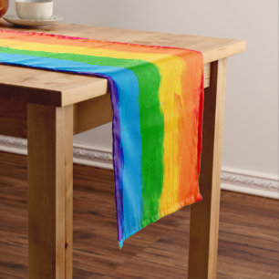 Chemin De Table Court Couleurs arc-en-ciel LGBT Pride Courte Table Runne
