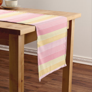 Chemin De Table Court Couleurs pastel Modèle rose jaune violet rayures